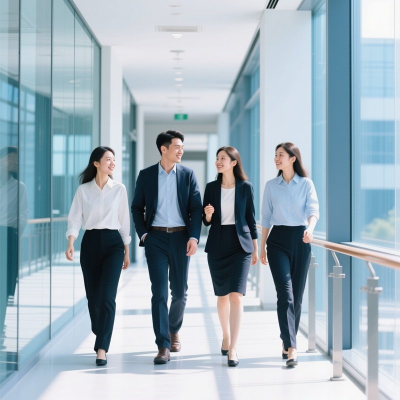 Group Of People Walking In An Office Environment Office Teamwork
