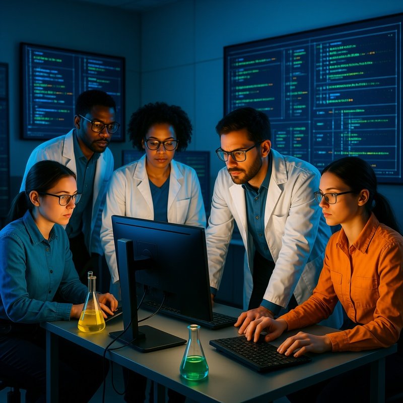 Group Of Programmers Collaborating Science