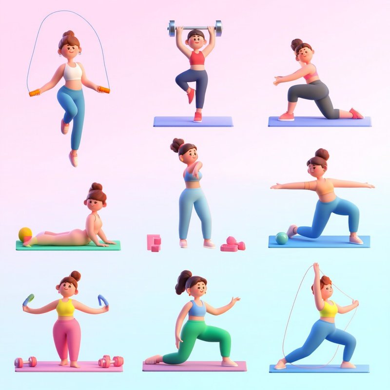 Group Of Women Exercising In Various Poses Exercise Fitness