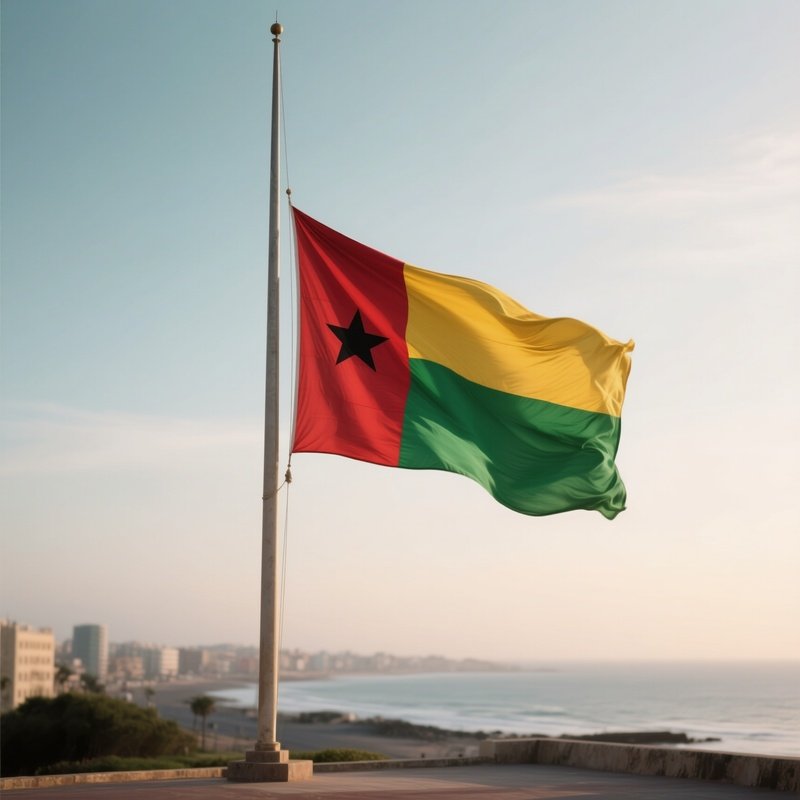 Guinea Bissau Flag Half Mast Wind