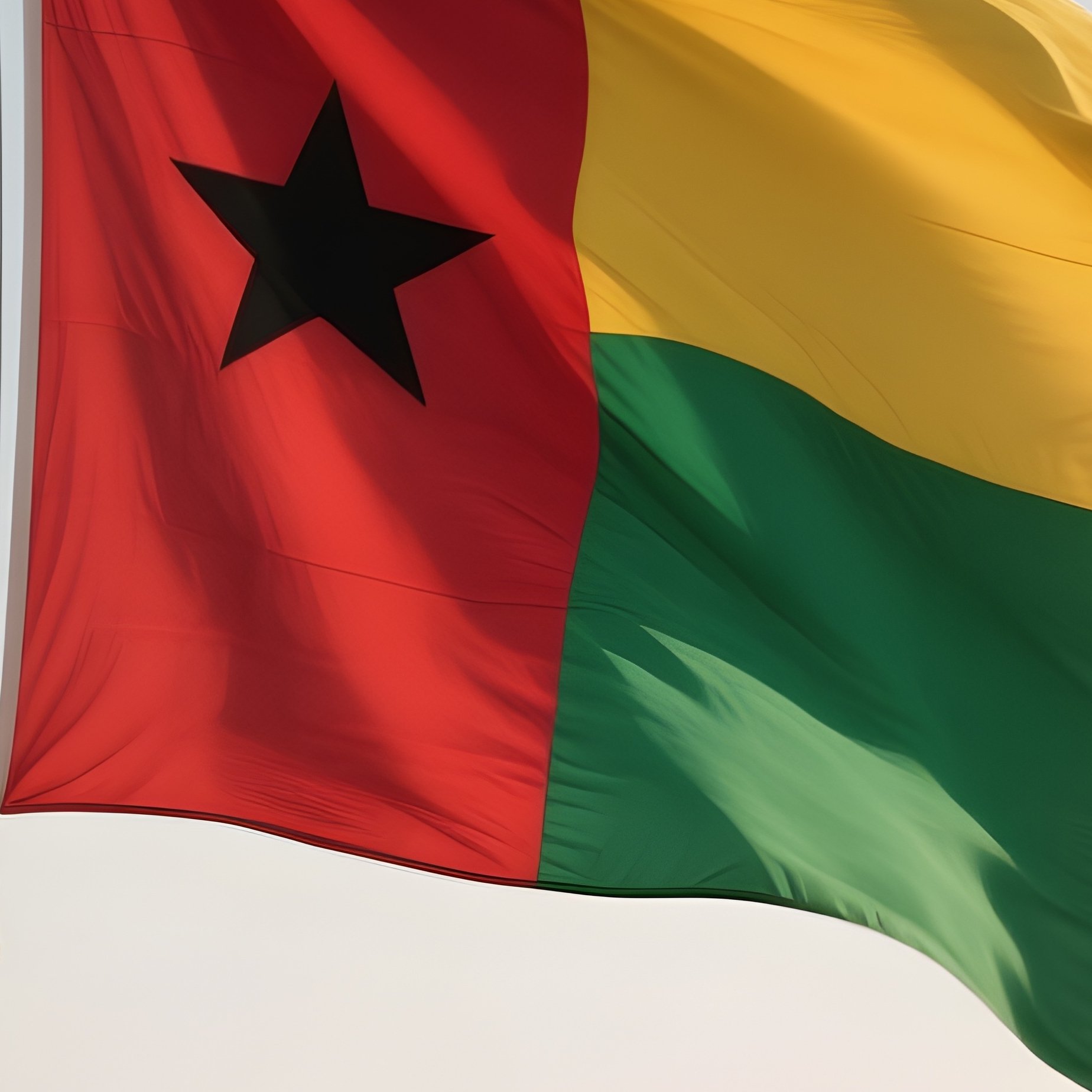 Guinea Bissau Flag Half Mast Wind - Full Resolution Quality Preview