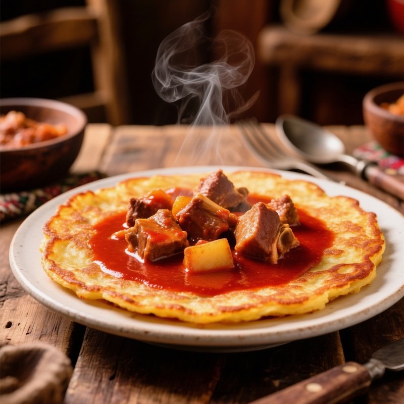 Gulasz Goulash Pork Shoulder Paprika Gravy Potato Pancake