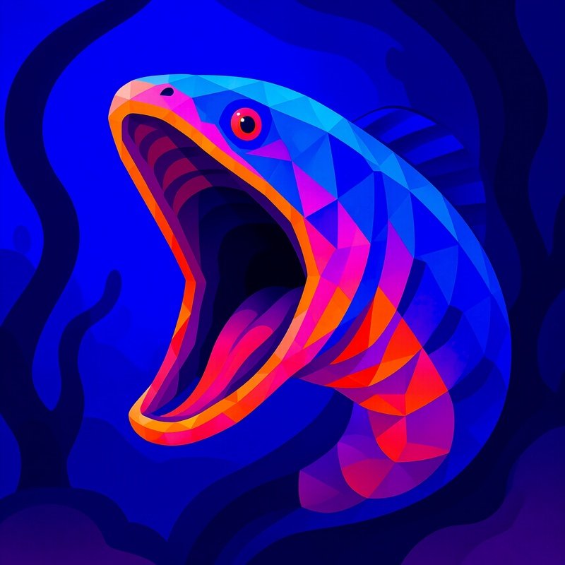 Gulper Eel Opening Mouth Abstract Art