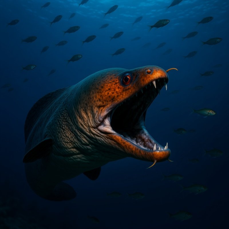 Gulper Eel Opening Mouth Natural Science Image