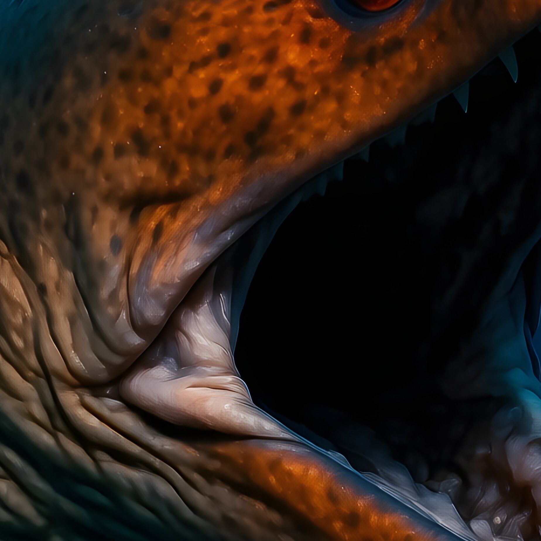 Gulper Eel Opening Mouth Natural Science Image - Full Resolution Quality Preview