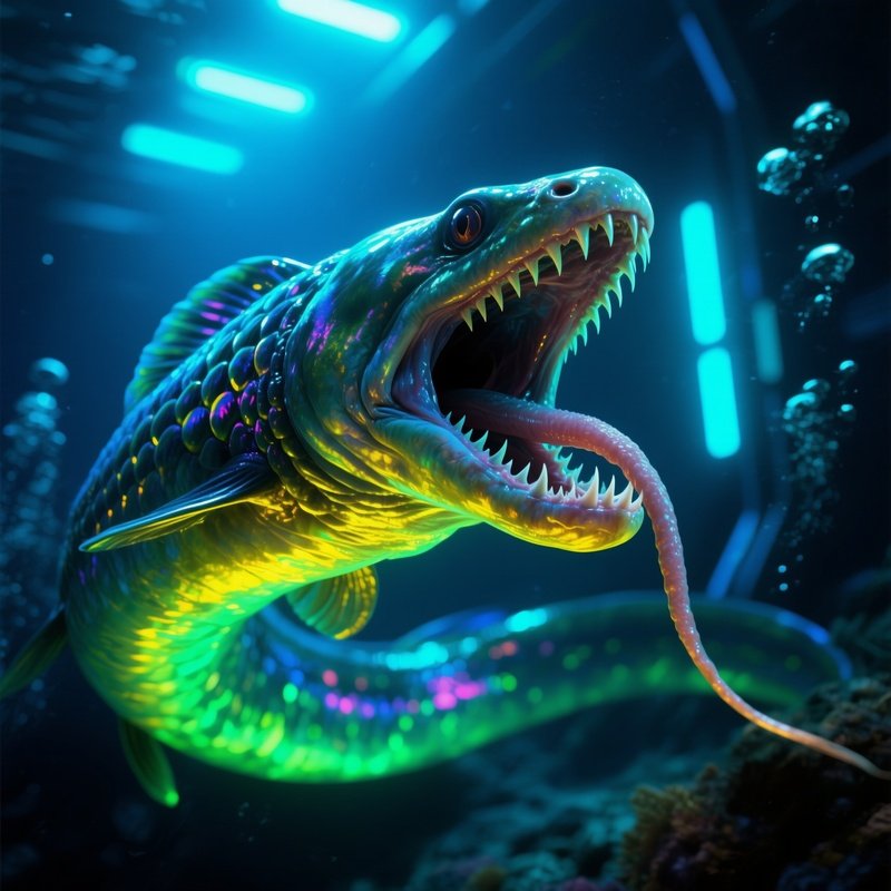 Gulper Eel Opening Mouth Science Fiction Image