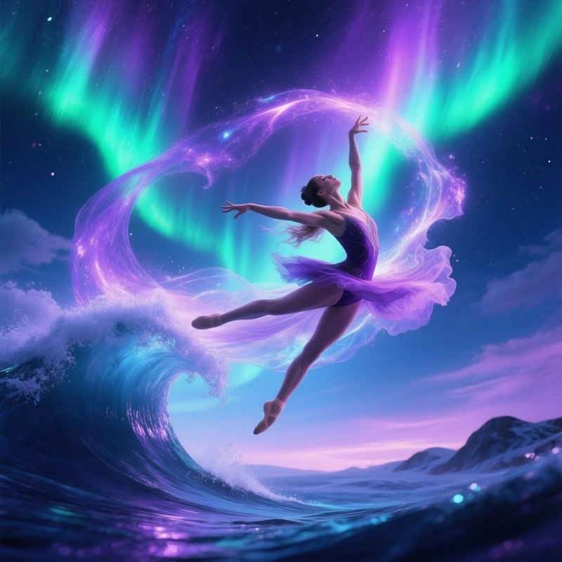 Gymnast Celeste Wave Midair Aurora Sky Fantasy
