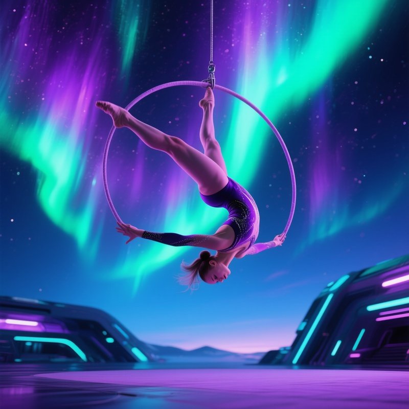 Gymnast Celeste Wave Midair Aurora Sky Scifi