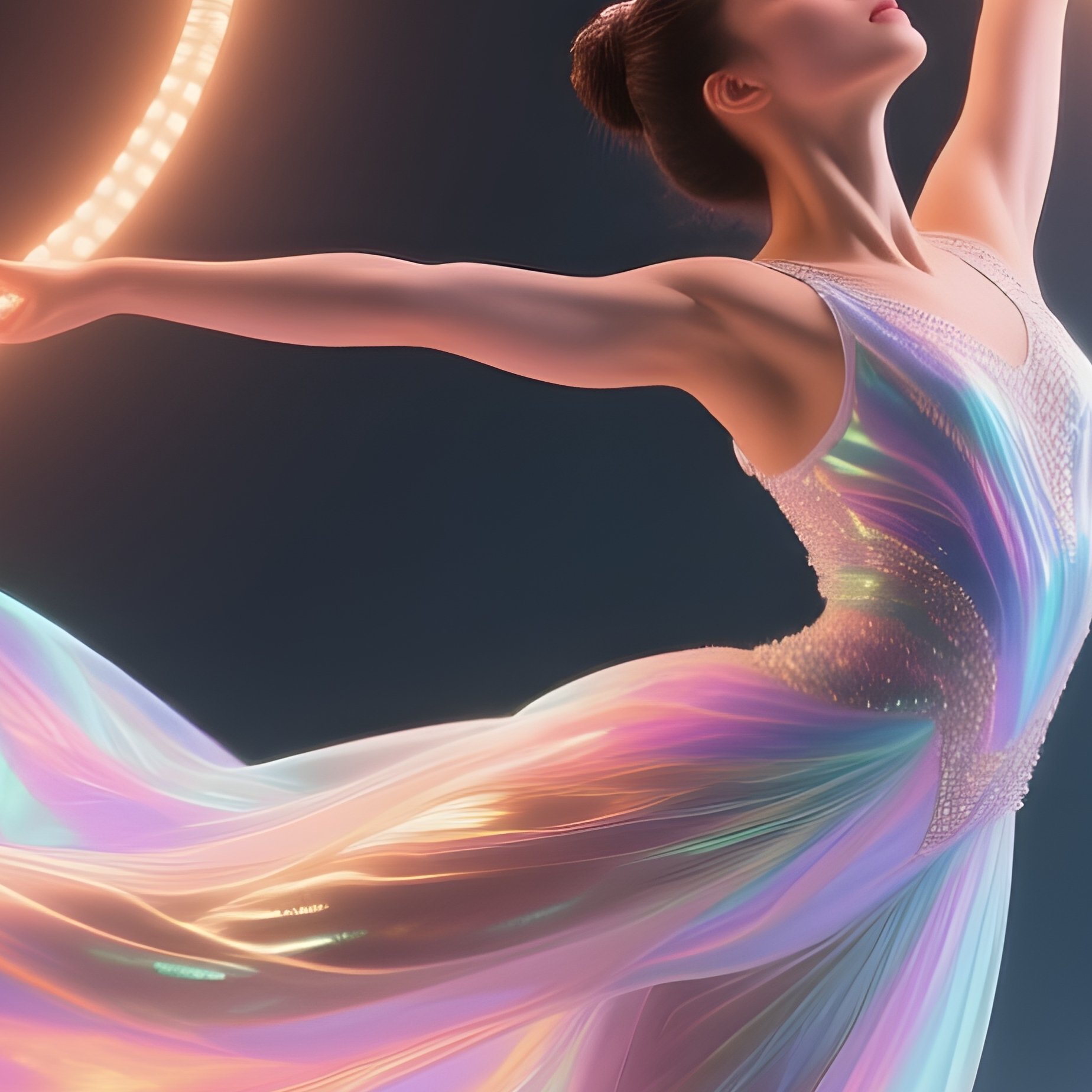 Gymnast Solar Mist Spinning Above Glowing Hoops - Full Resolution Quality Preview