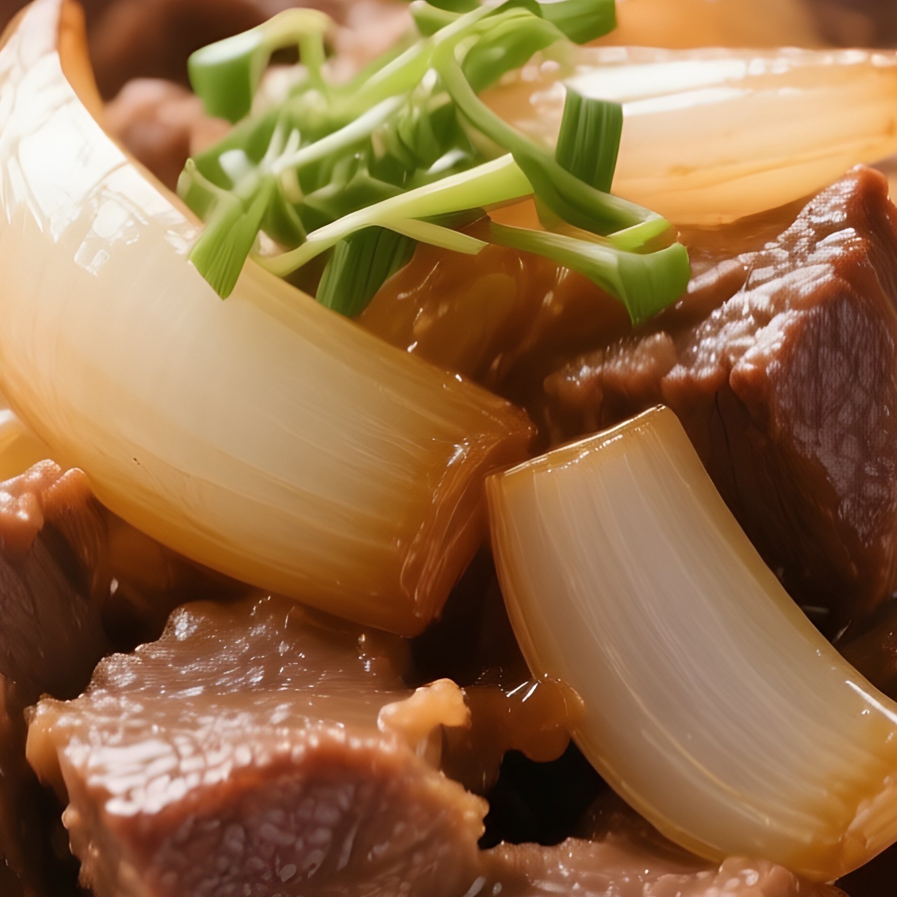 Gyudon Beef Bowl With Simmered Beef And Onions Served Over Steamed Rice - Full Resolution Quality Preview