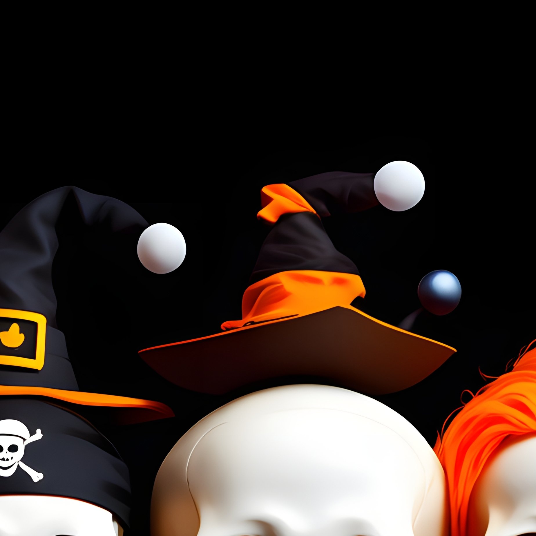 Halloween Themed Arrangement Featuring Pumpkins And Skulls - Full Resolution Quality Preview