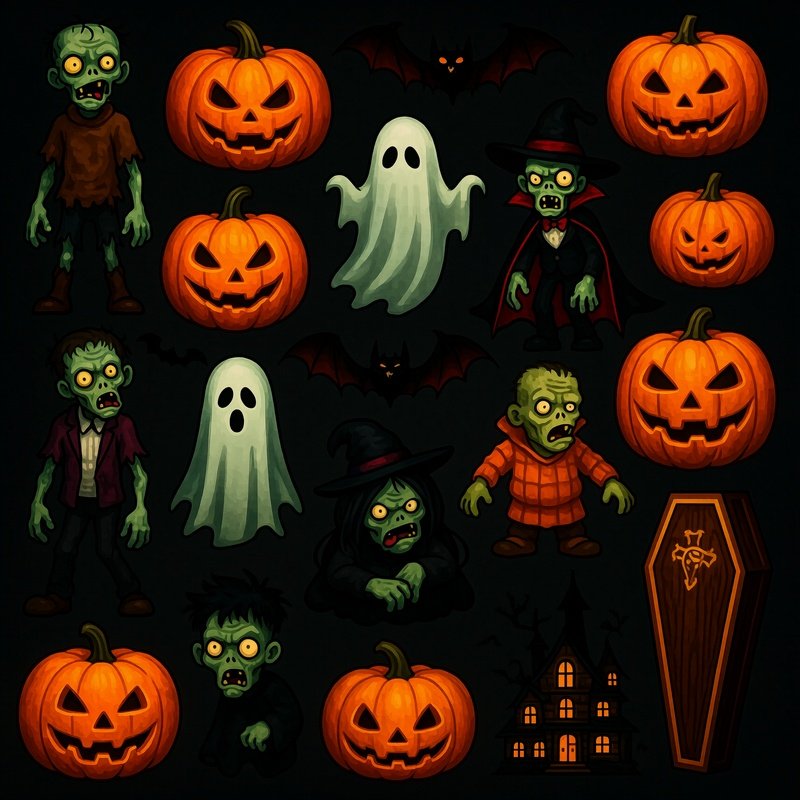 Halloween Themed Characters And Objects Halloween Zombies