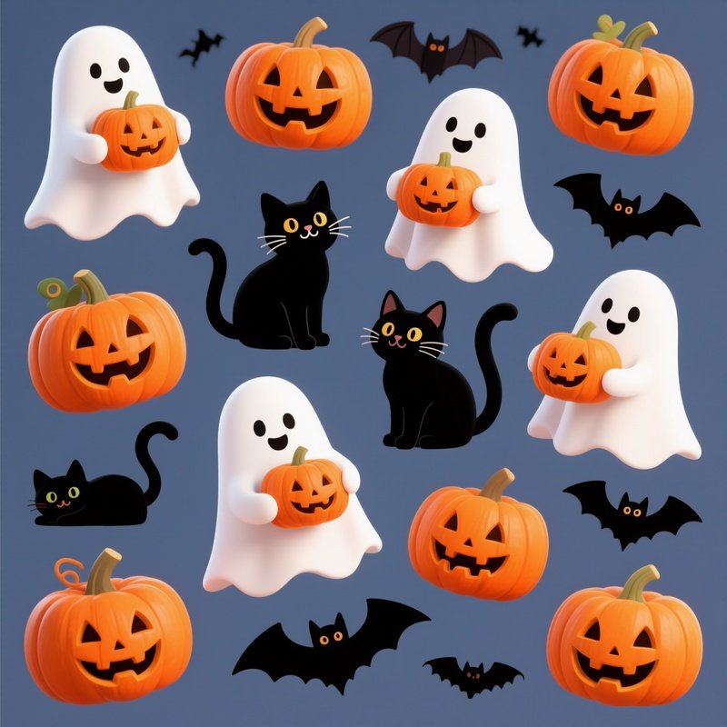 Halloween Themed Characters And Objects Halloween Ghosts