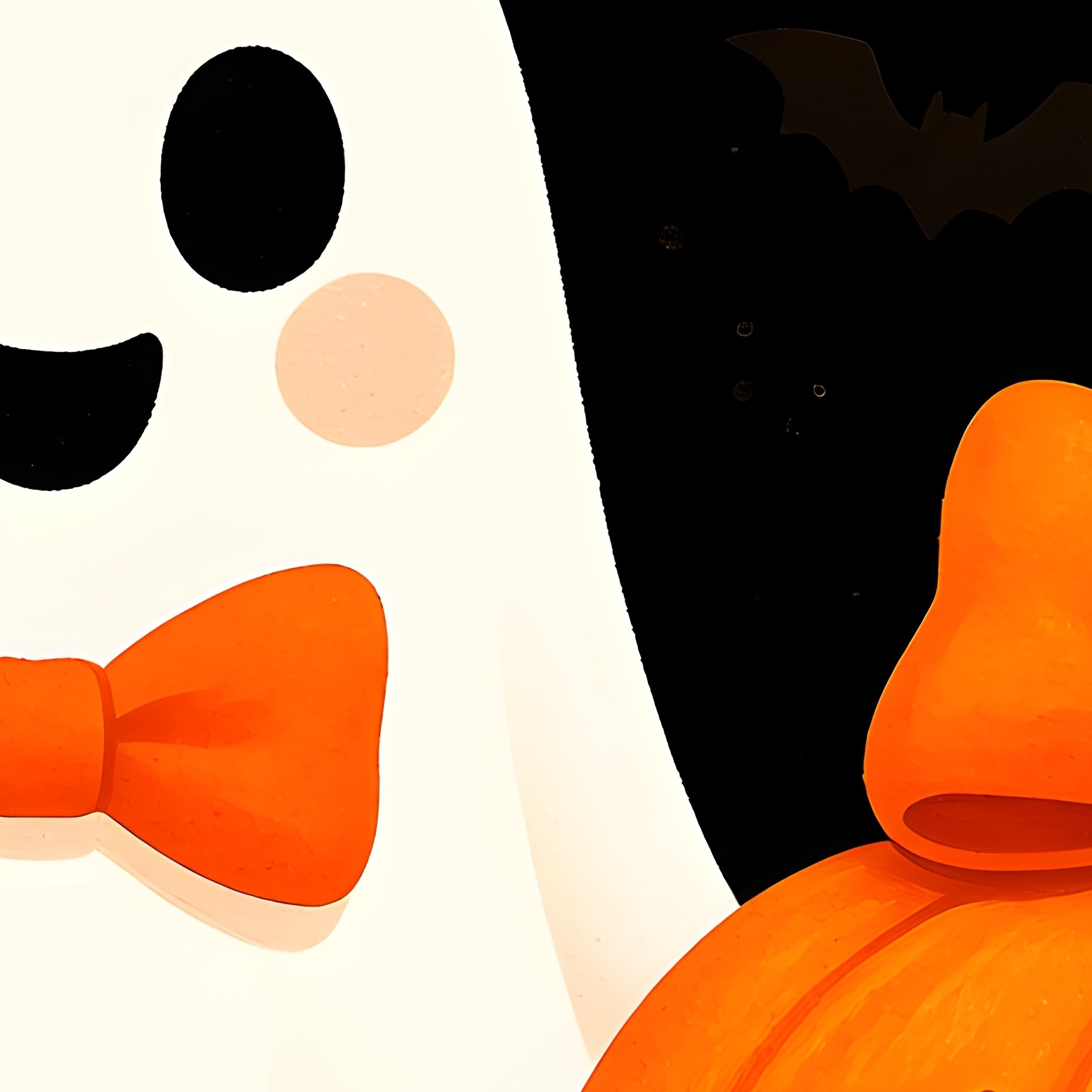 Halloween Themed Illustration Featuring A Ghost And A Pumpkin - Full Resolution Quality Preview