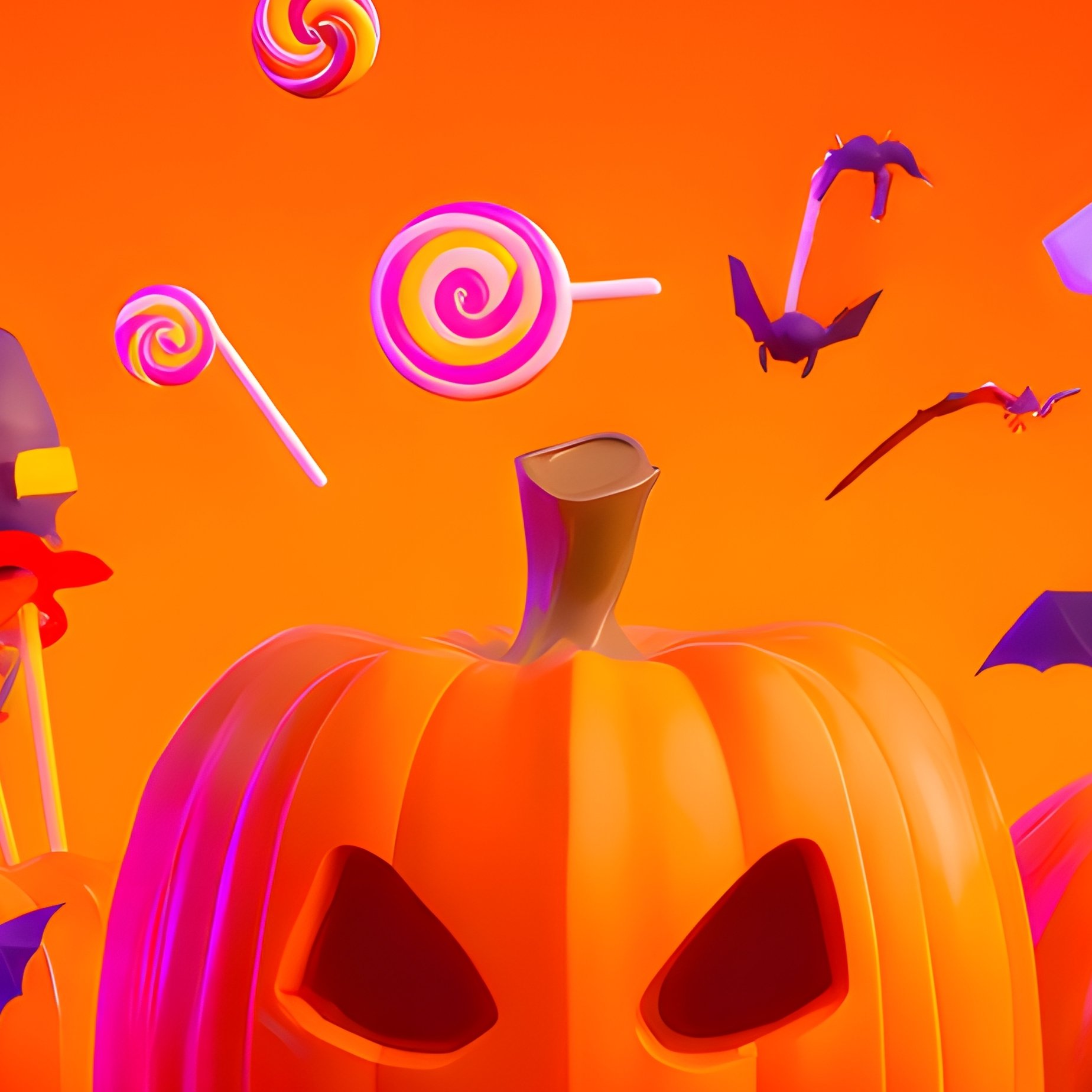 Halloween Themed Illustration Featuring Pumpkins And Ghosts - Full Resolution Quality Preview