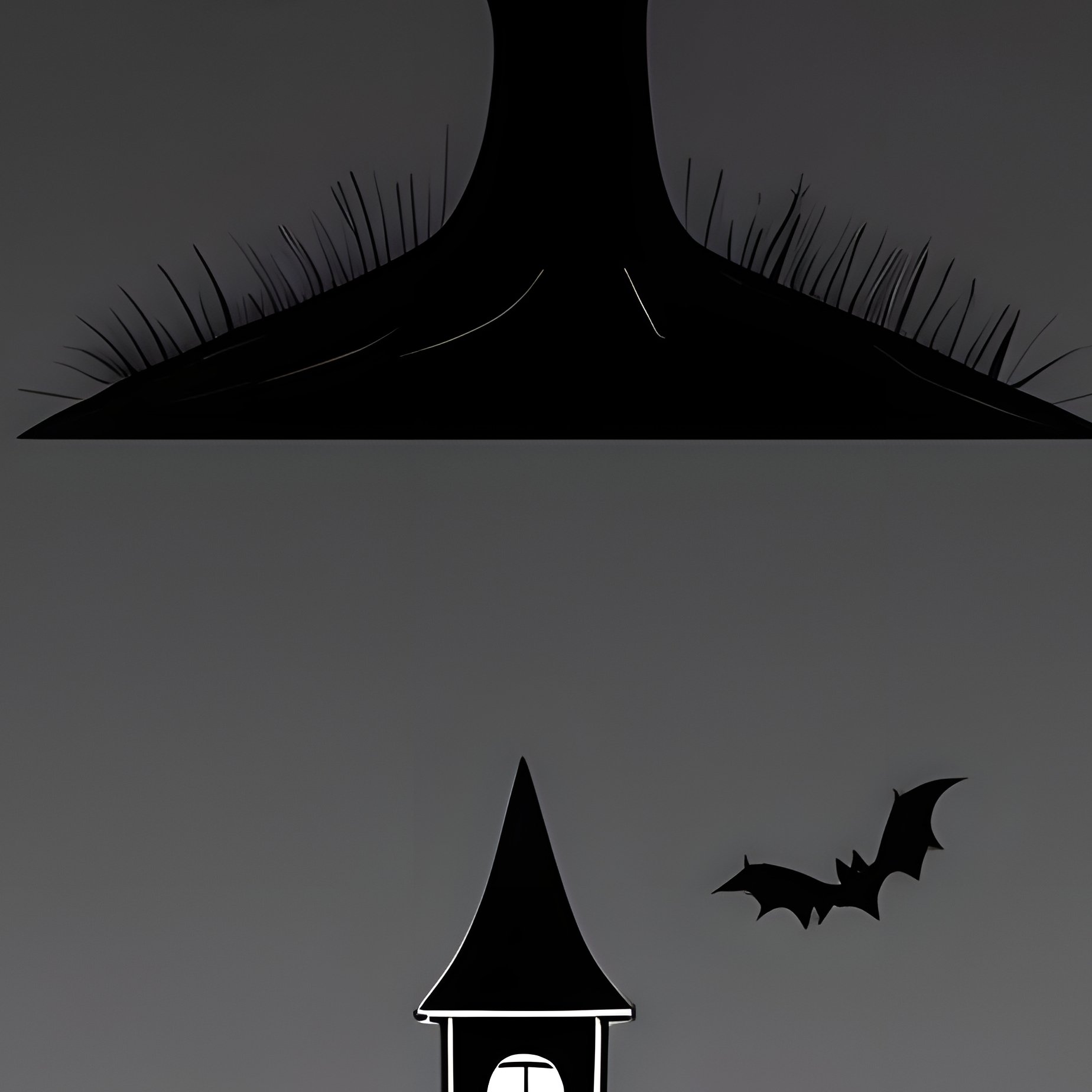 Halloween Themed Illustrations Of Haunted Houses And Trees - Full Resolution Quality Preview