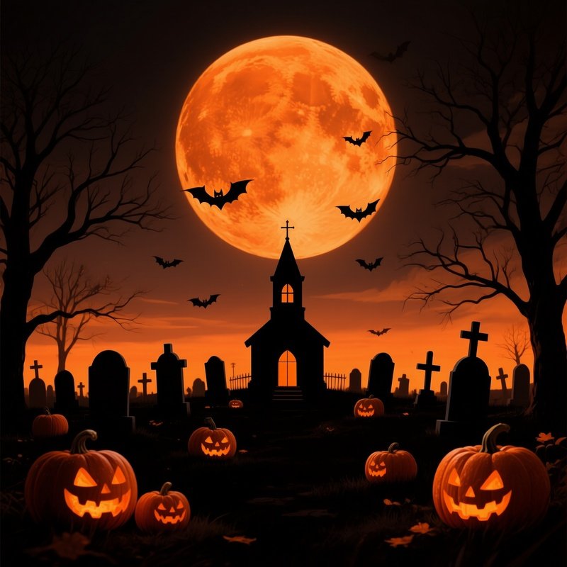 Halloween Themed Landscape Halloween Graveyard