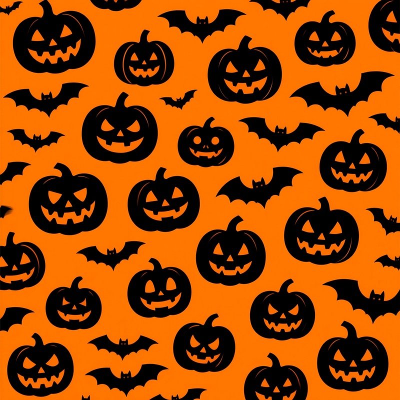 Halloween Themed Pattern Featuring Pumpkins And Bats Halloween