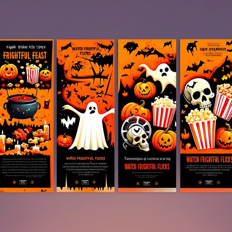 Halloween Themed Promotional Posters For Cooking And Movie