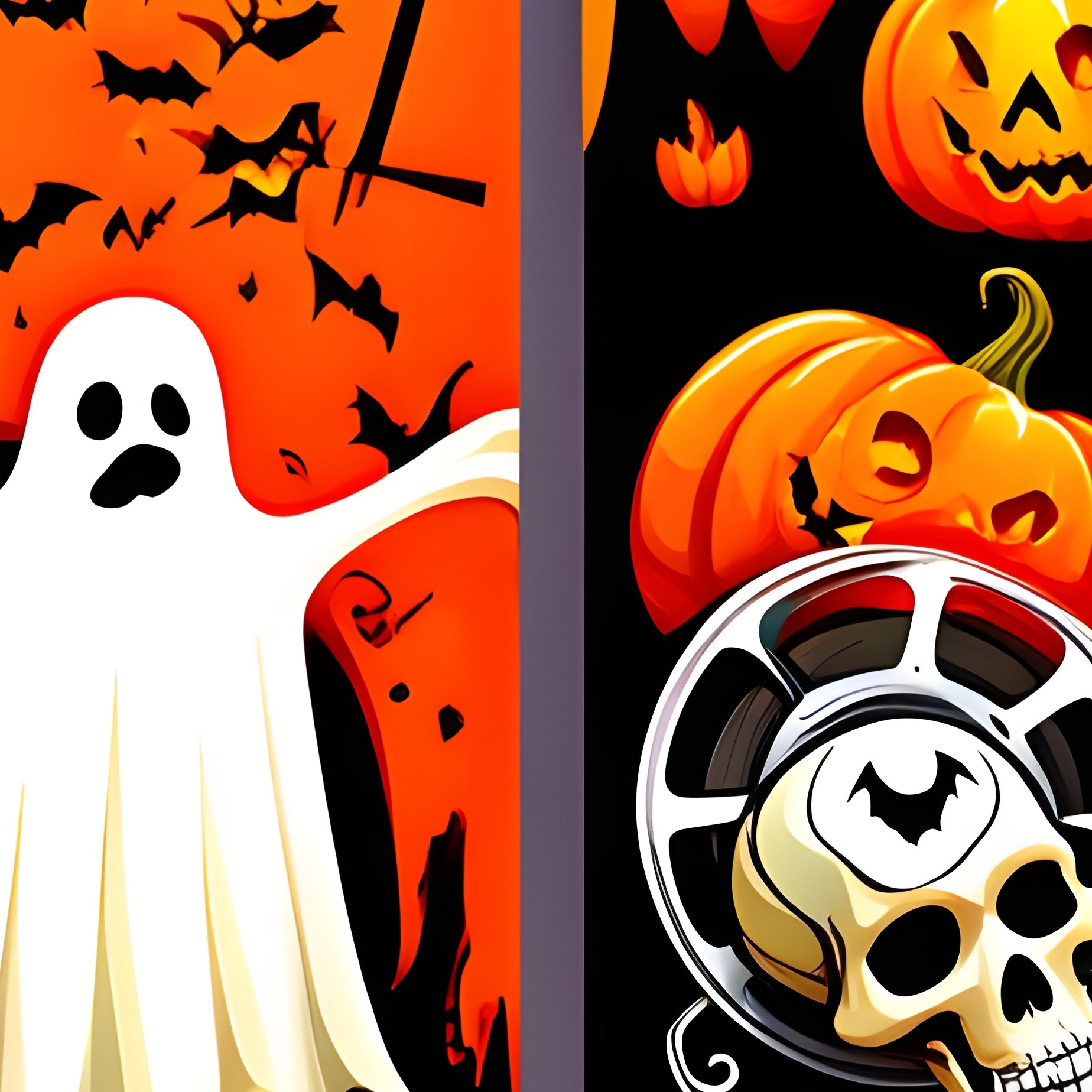 Halloween Themed Promotional Posters For Cooking And Movie - Full Resolution Quality Preview