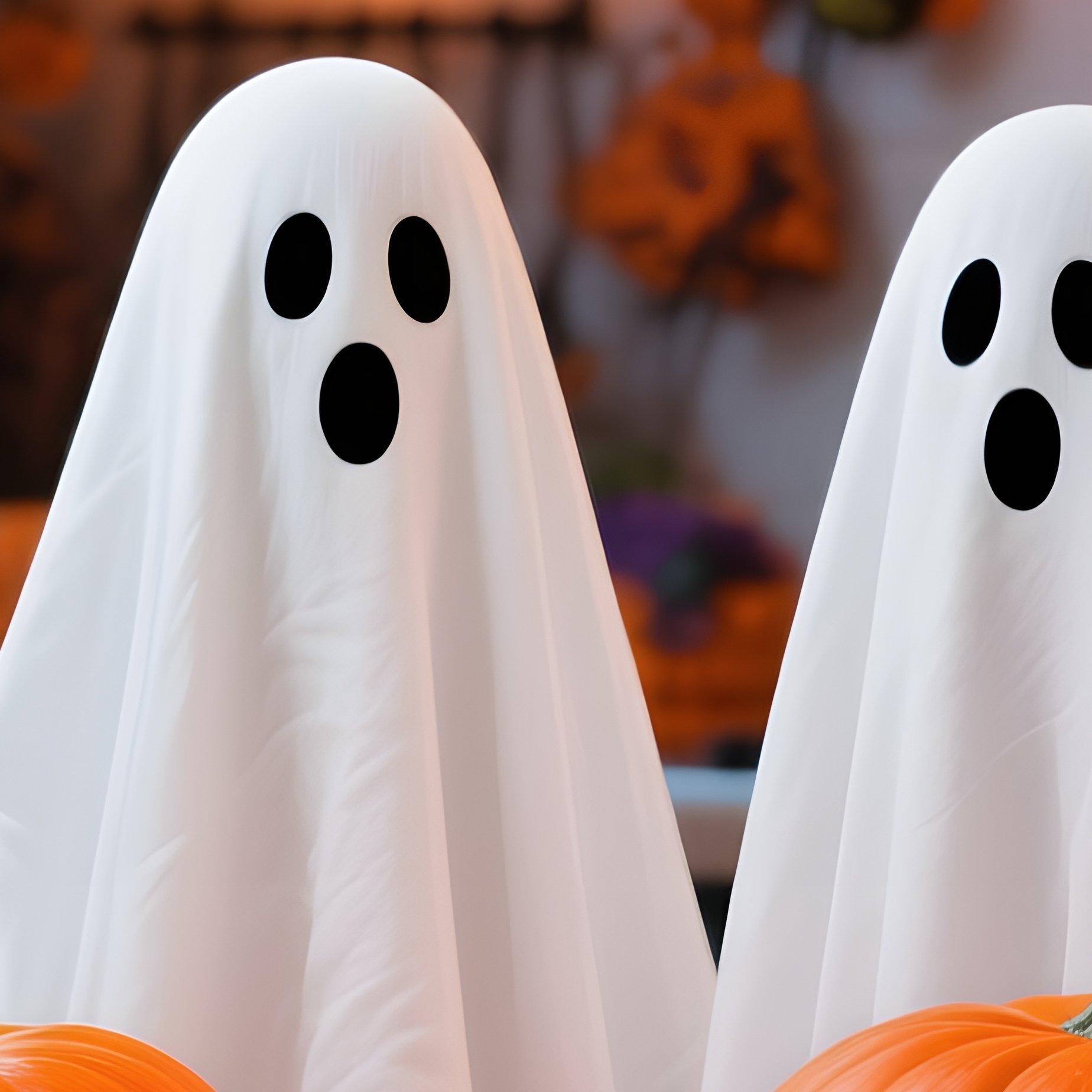 Halloween Themed Pumpkin Carvings And Ghost Figures Halloween - Full Resolution Quality Preview