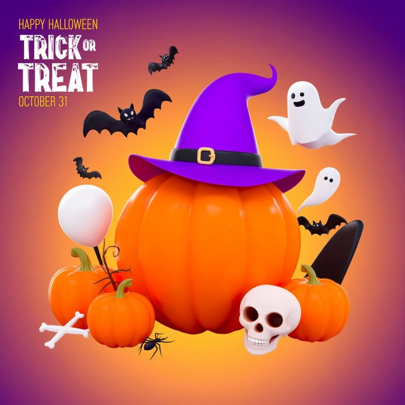 Halloween Themed Pumpkin Wearing A Witch Hat Halloween Pumpkin