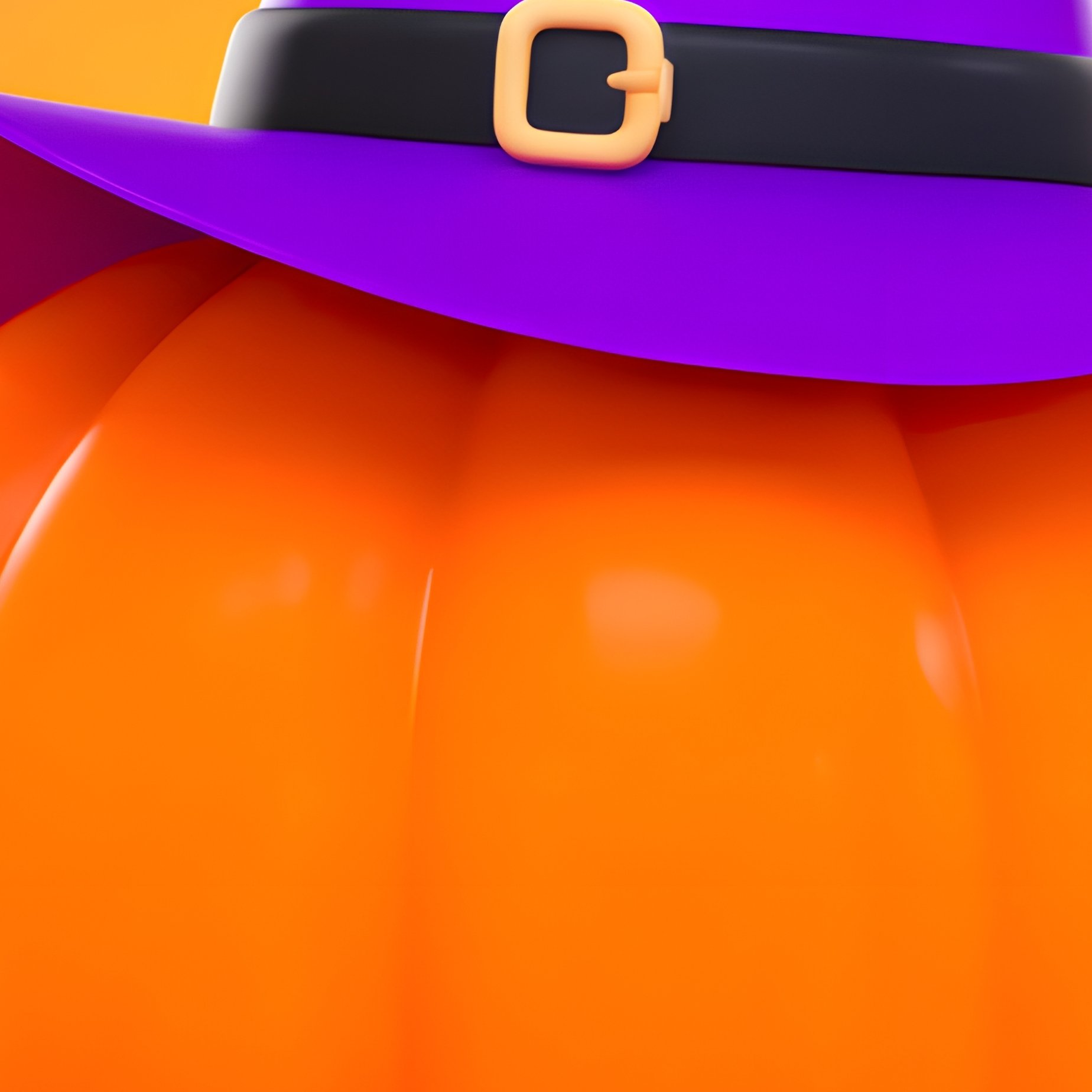 Halloween Themed Pumpkin Wearing A Witch Hat Halloween Pumpkin - Full Resolution Quality Preview