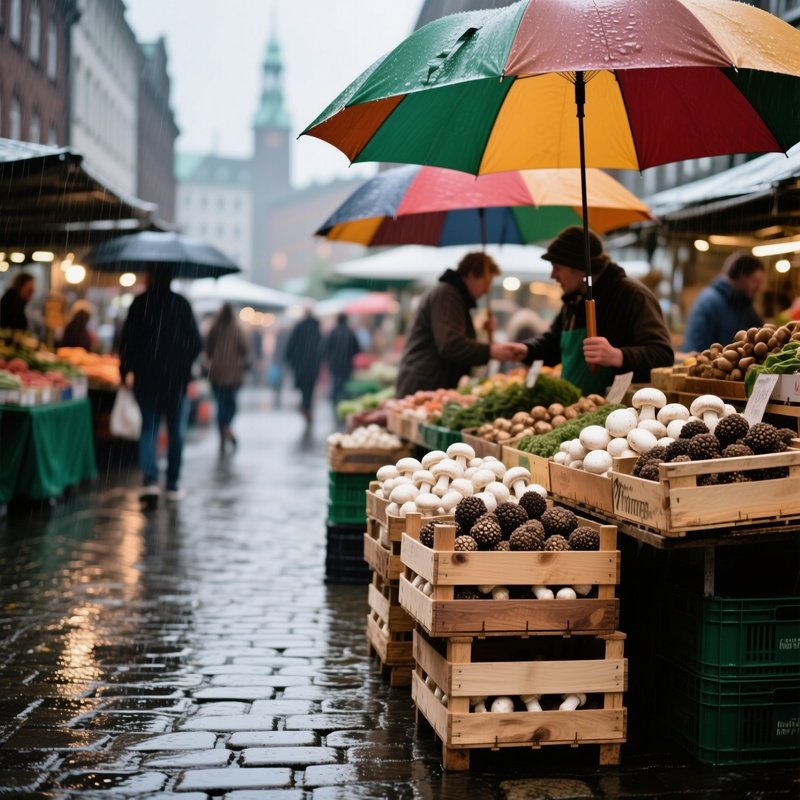 Hamburg Farmers Market Rainy Day Mushrooms Truffles