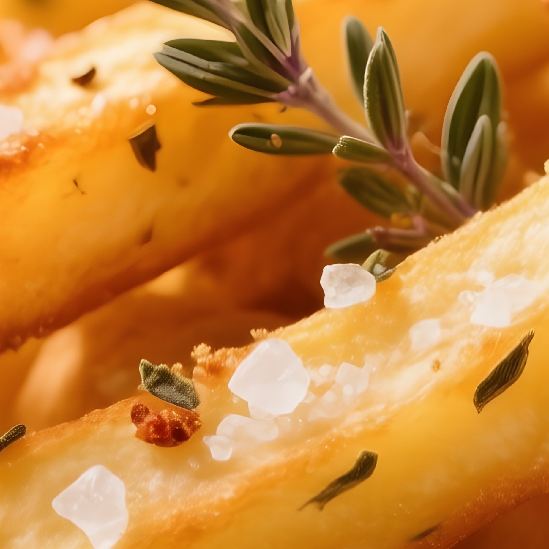 Hand Cut Fries Irregular Golden Fried Potatoes Sprinkled Coarse Salt Dried Oregano - Full Resolution Quality Preview