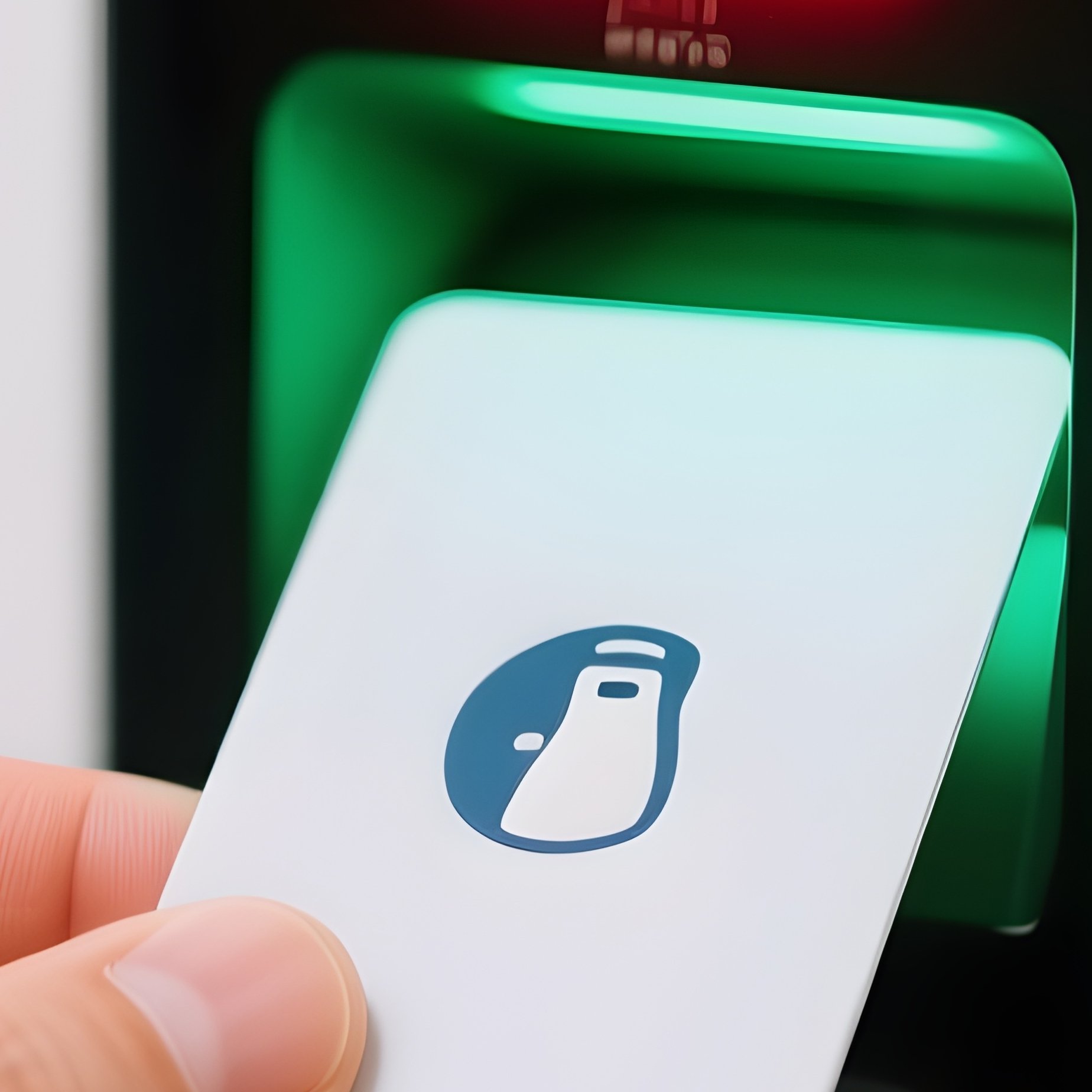 Hand Holding Rfid Key Card To Scanner Light Turns Green - Full Resolution Quality Preview
