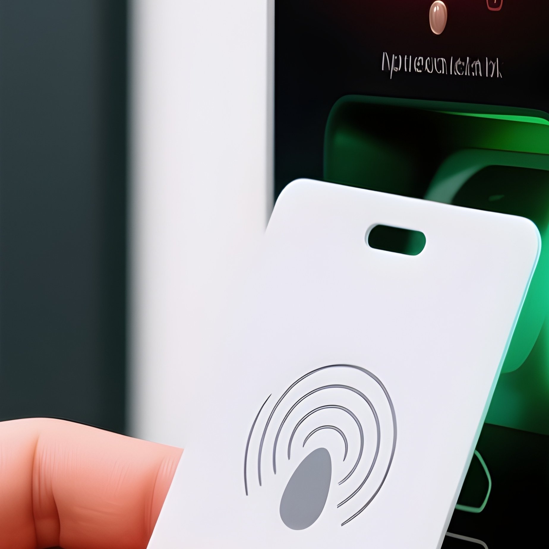 Hand Holding Rfid Key Card Up To Scanner Light Turns Green - Full Resolution Quality Preview