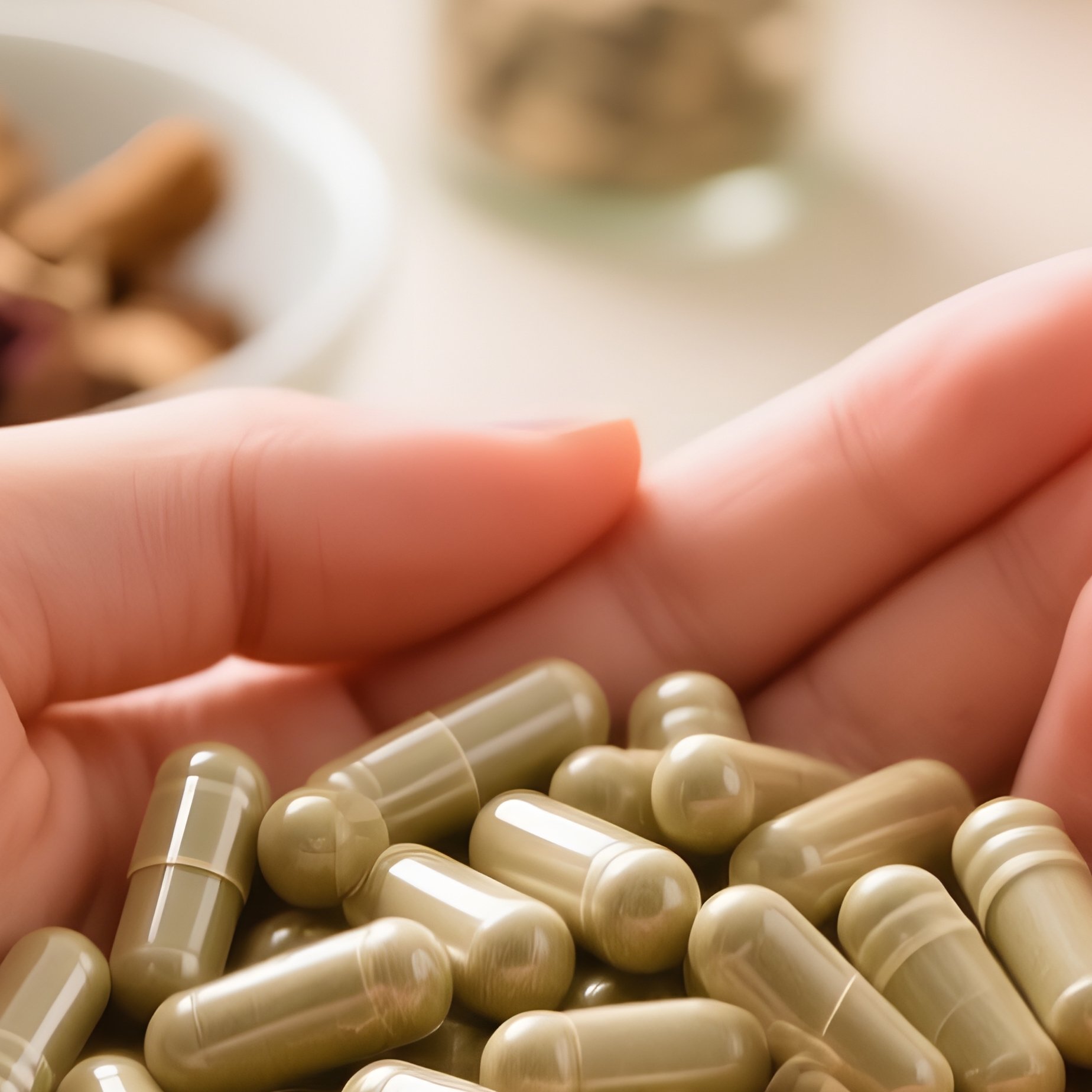 Hands Holding Herbal Capsules Herbal Medicine Natural Remedies - Full Resolution Quality Preview