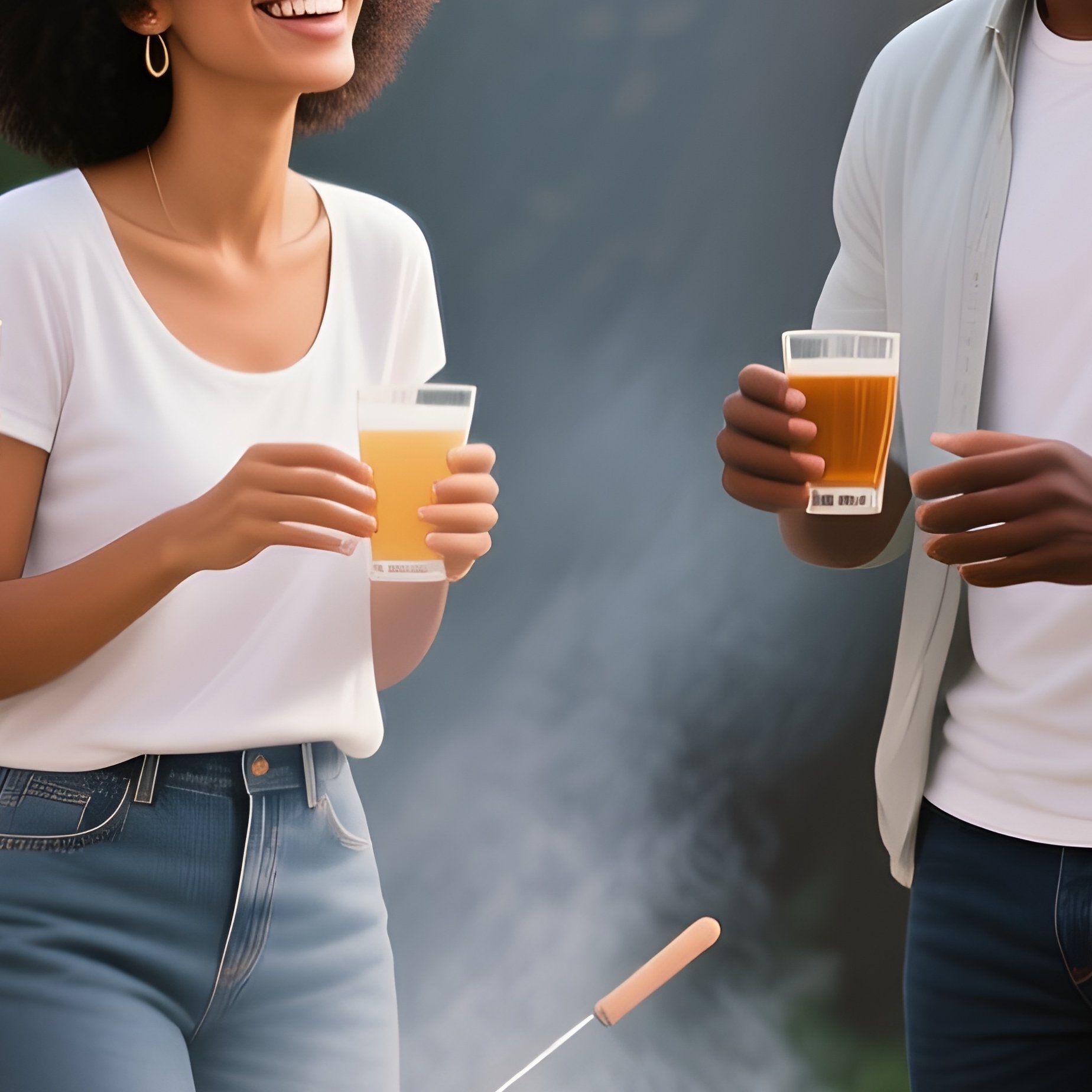Happy White And Black Friends Having A Barbecue In The Backyard. - Full Resolution Quality Preview