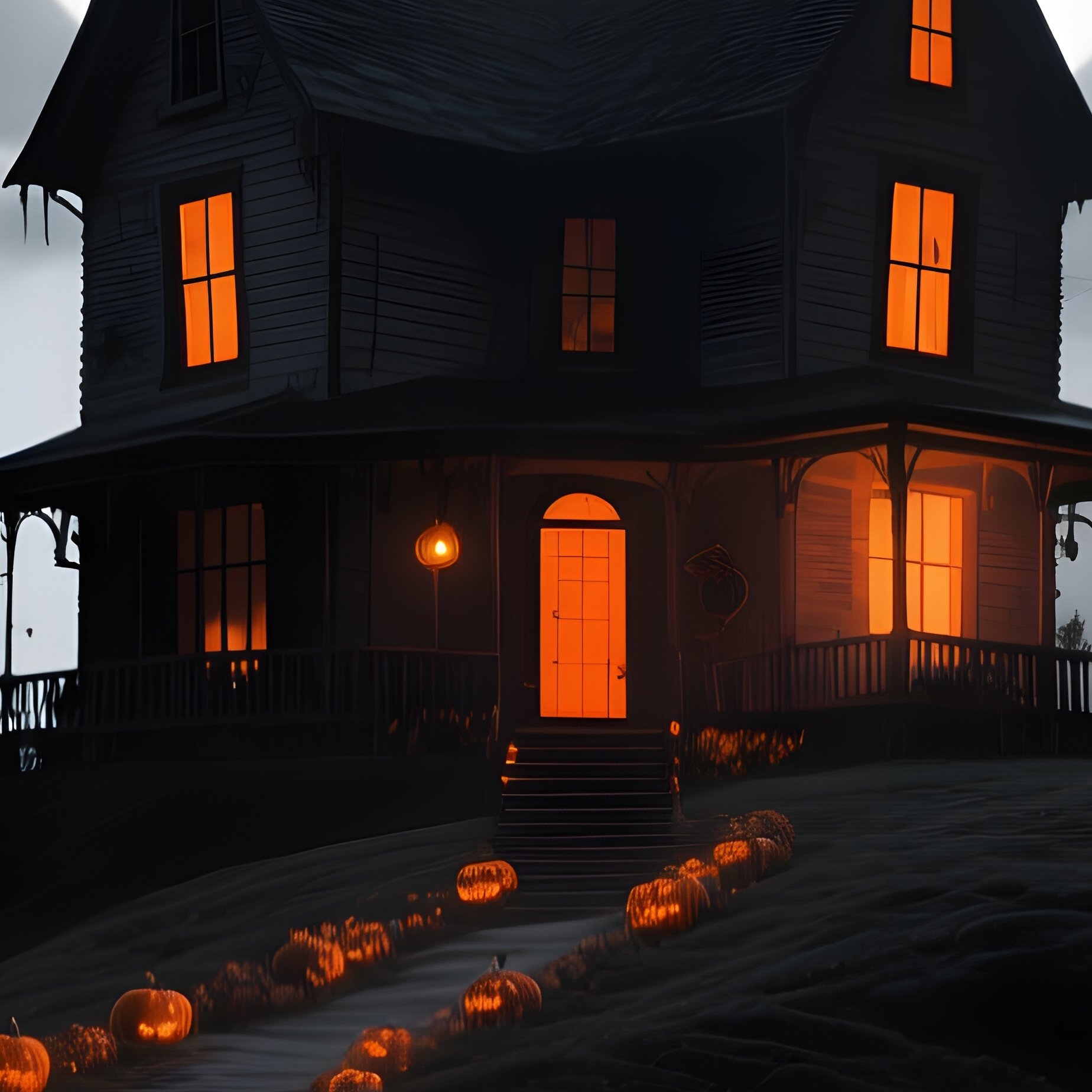 Haunted House At Night During Halloween Halloween Haunted House - Full Resolution Quality Preview