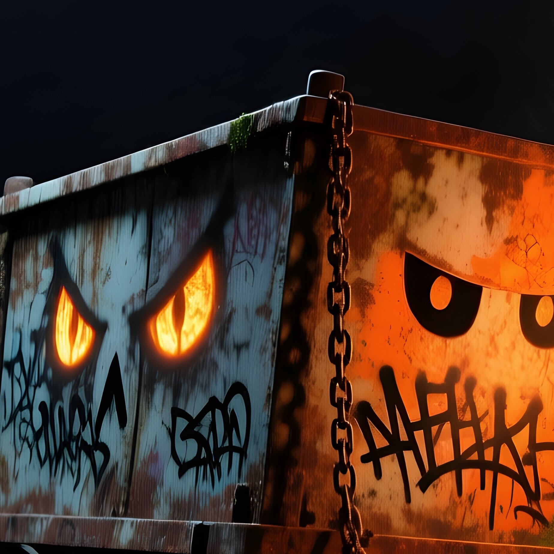 Haunted House Cart Emerging From Dark Tunnel Through Wooden Doors - Full Resolution Quality Preview