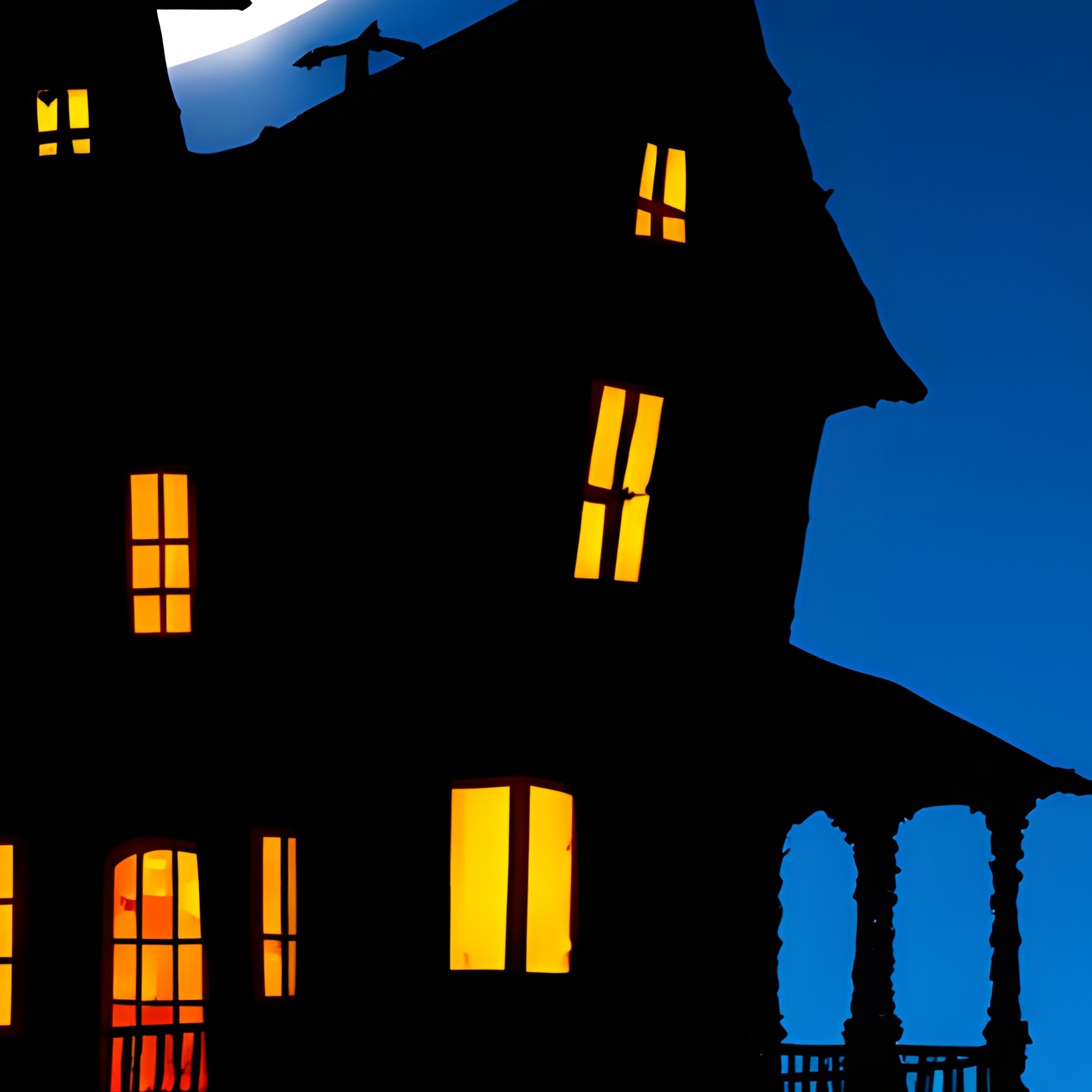 Haunted House On A Hill Under A Full Moon Halloween Haunted House - Full Resolution Quality Preview