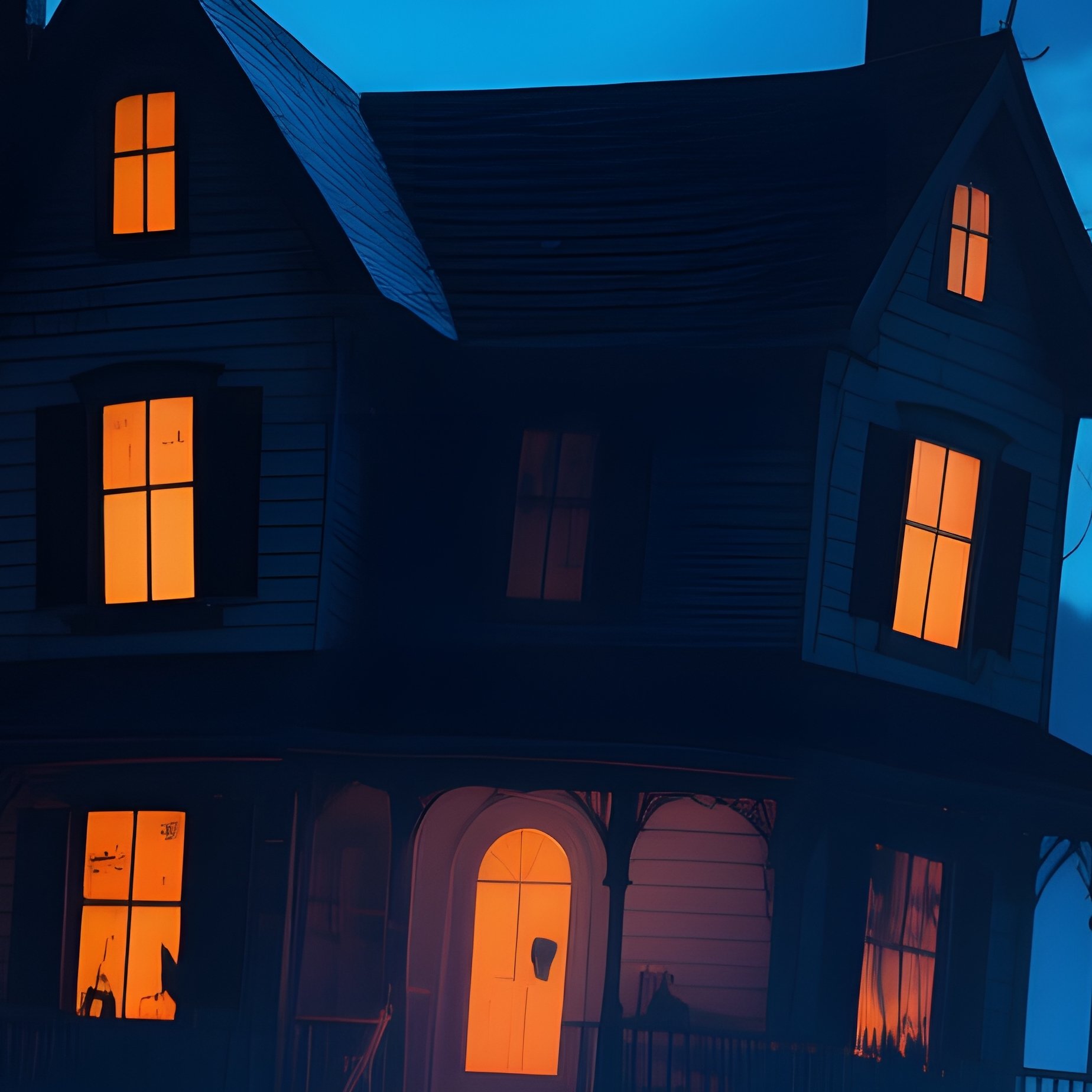 Haunted House Scene At Night Halloween Haunted House - Full Resolution Quality Preview