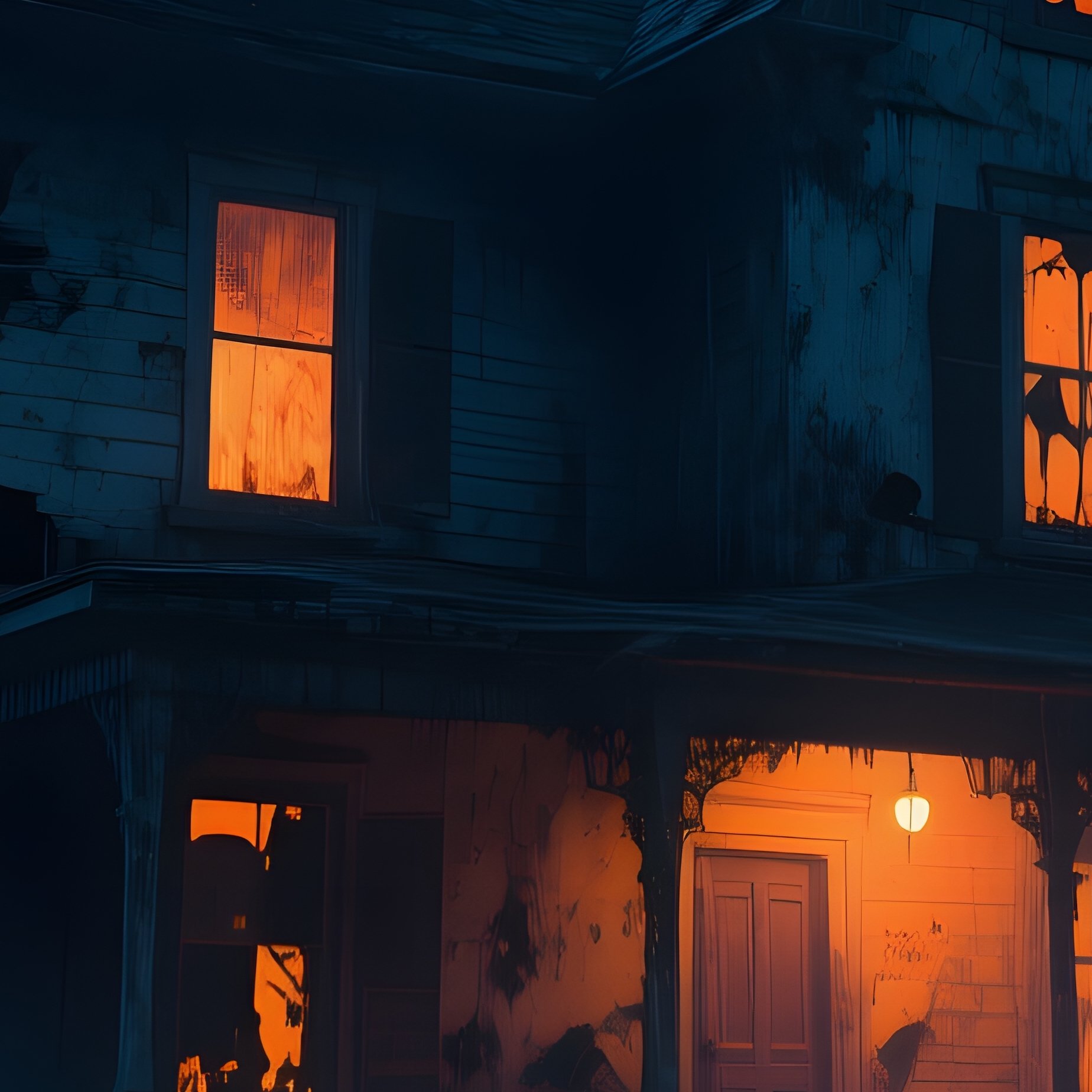 Haunted House Surrounded By Jack O Lanterns Halloween Haunted - Full Resolution Quality Preview