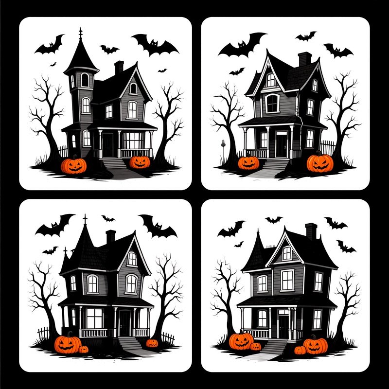 Haunted Houses In A Halloween Themed Setting Halloween Haunted