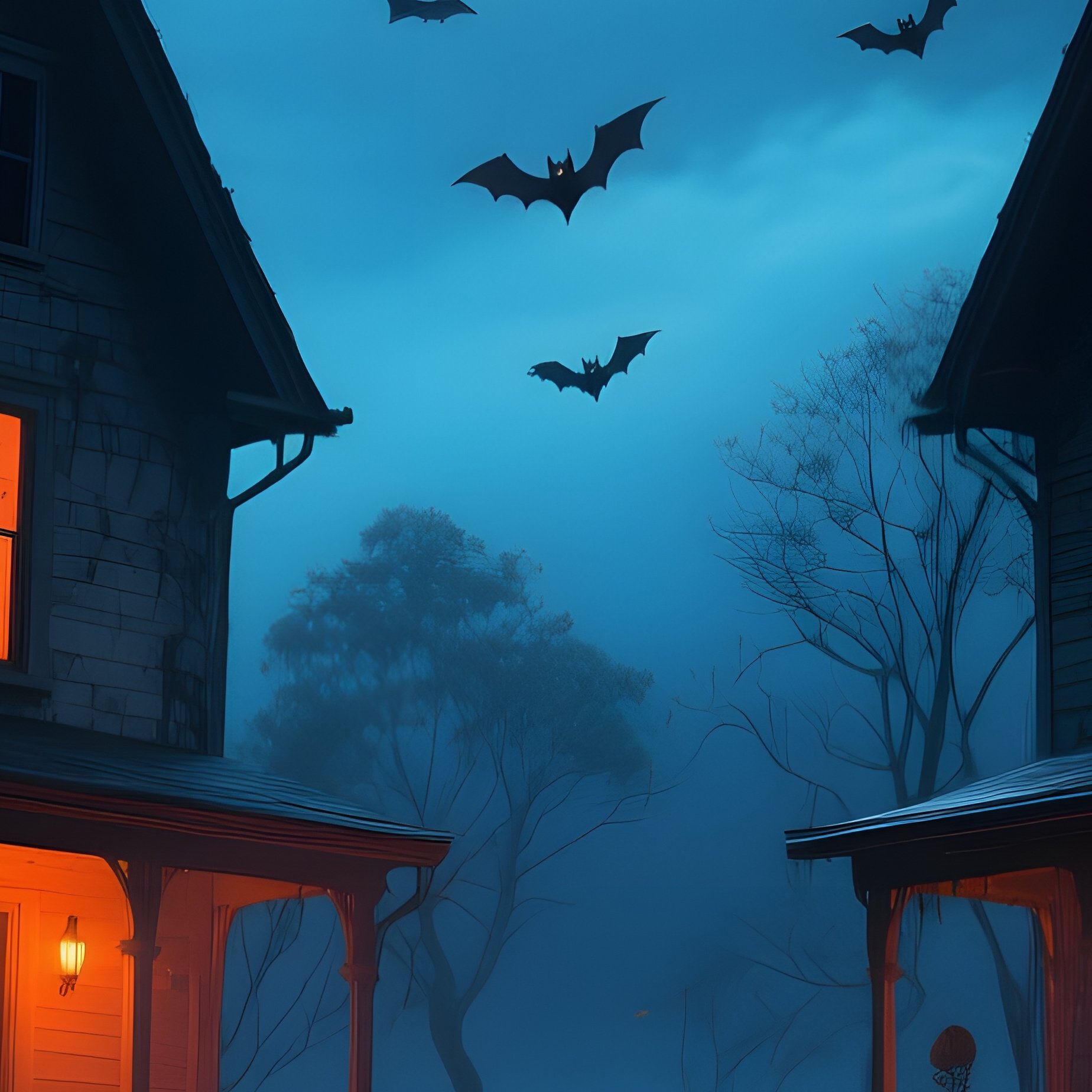 Haunted Houses On A Halloween Night Halloween Haunted Houses - Full Resolution Quality Preview