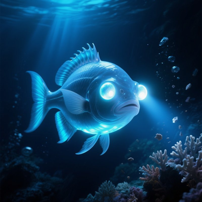 Headlight Fish Twin Photoluminescent Bulbs Shining Forward