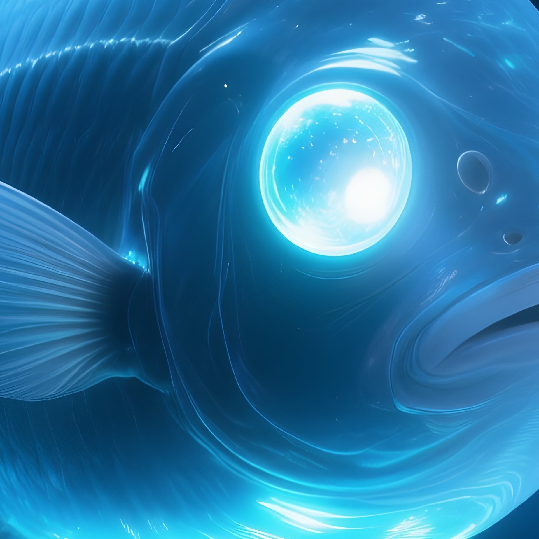 Headlight Fish Twin Photoluminescent Bulbs Shining Forward - Full Resolution Quality Preview