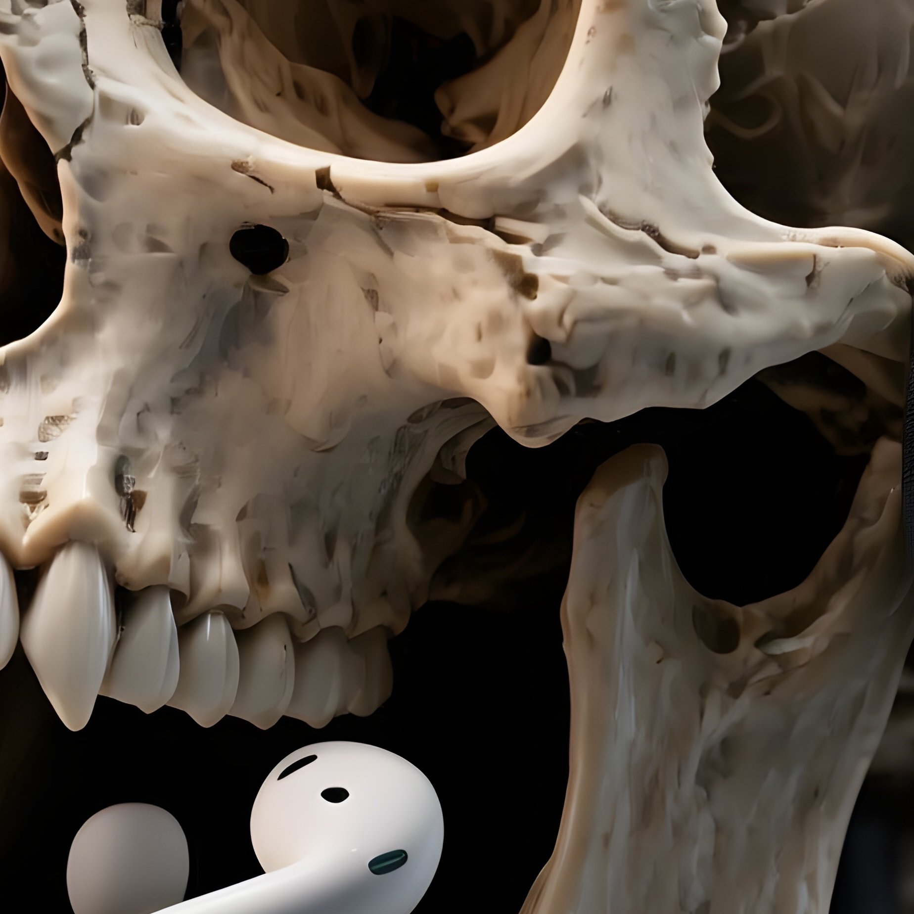 Headset Stand Skull Realistic Human Skull Holding Headphones - Full Resolution Quality Preview