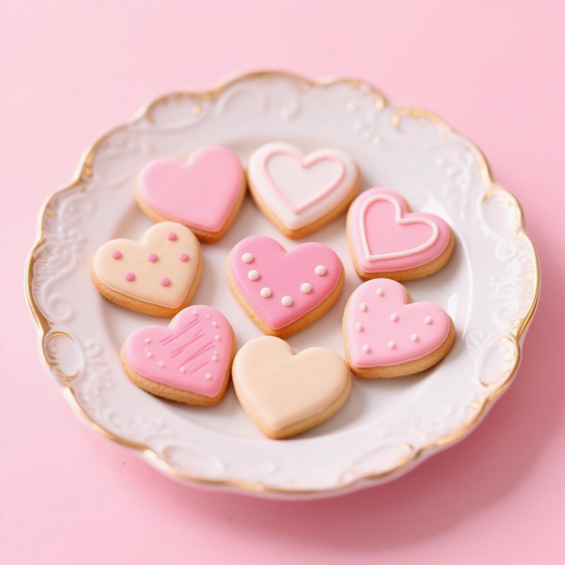Heart Shaped Cookies On A Plate Cookies Heart Shaped