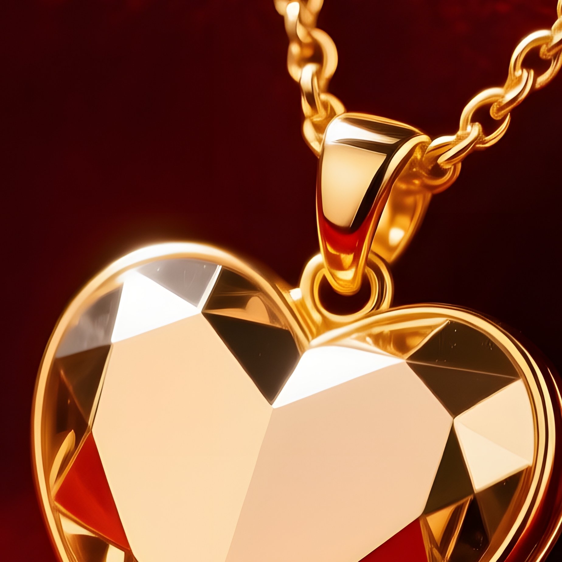 Heart Shaped Pendant Necklace Romantic Jewelry Gold Necklace - Full Resolution Quality Preview