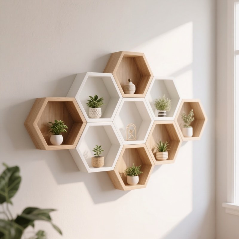 Hexagonal Wall Shelves Honeycomb Style