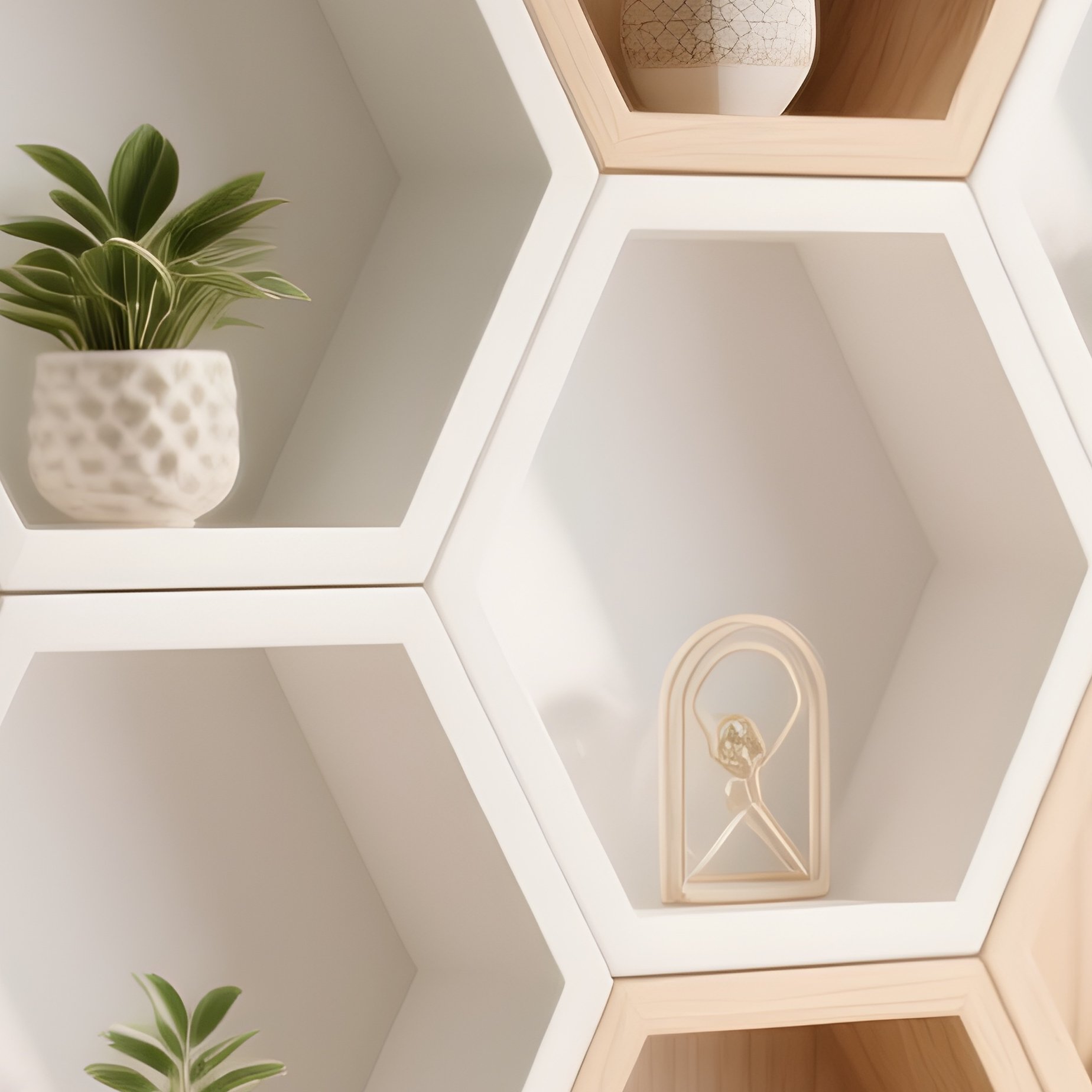 Hexagonal Wall Shelves Honeycomb Style - Full Resolution Quality Preview