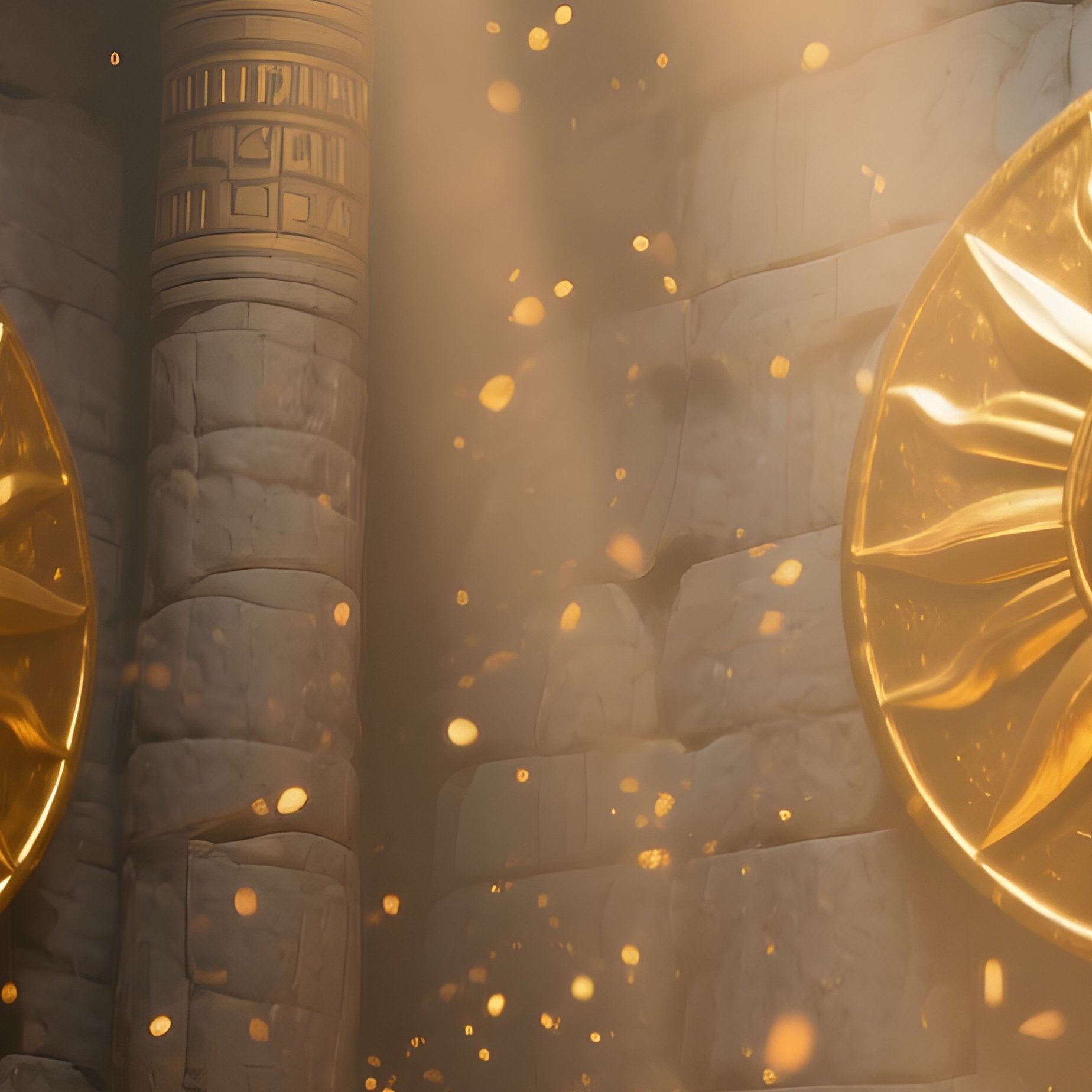 Hidden Aztec Temple With Golden Sun Disks - Full Resolution Quality Preview