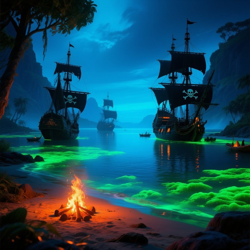 Hidden Lagoon Bioluminescent Pirates Campfire