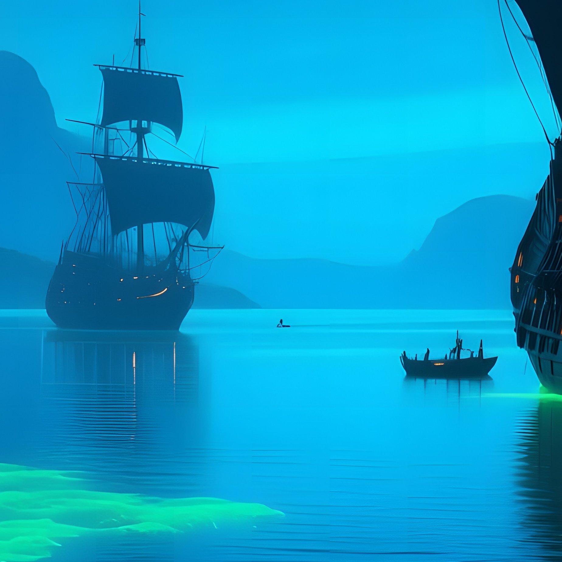 Hidden Lagoon Bioluminescent Pirates Campfire - Full Resolution Quality Preview